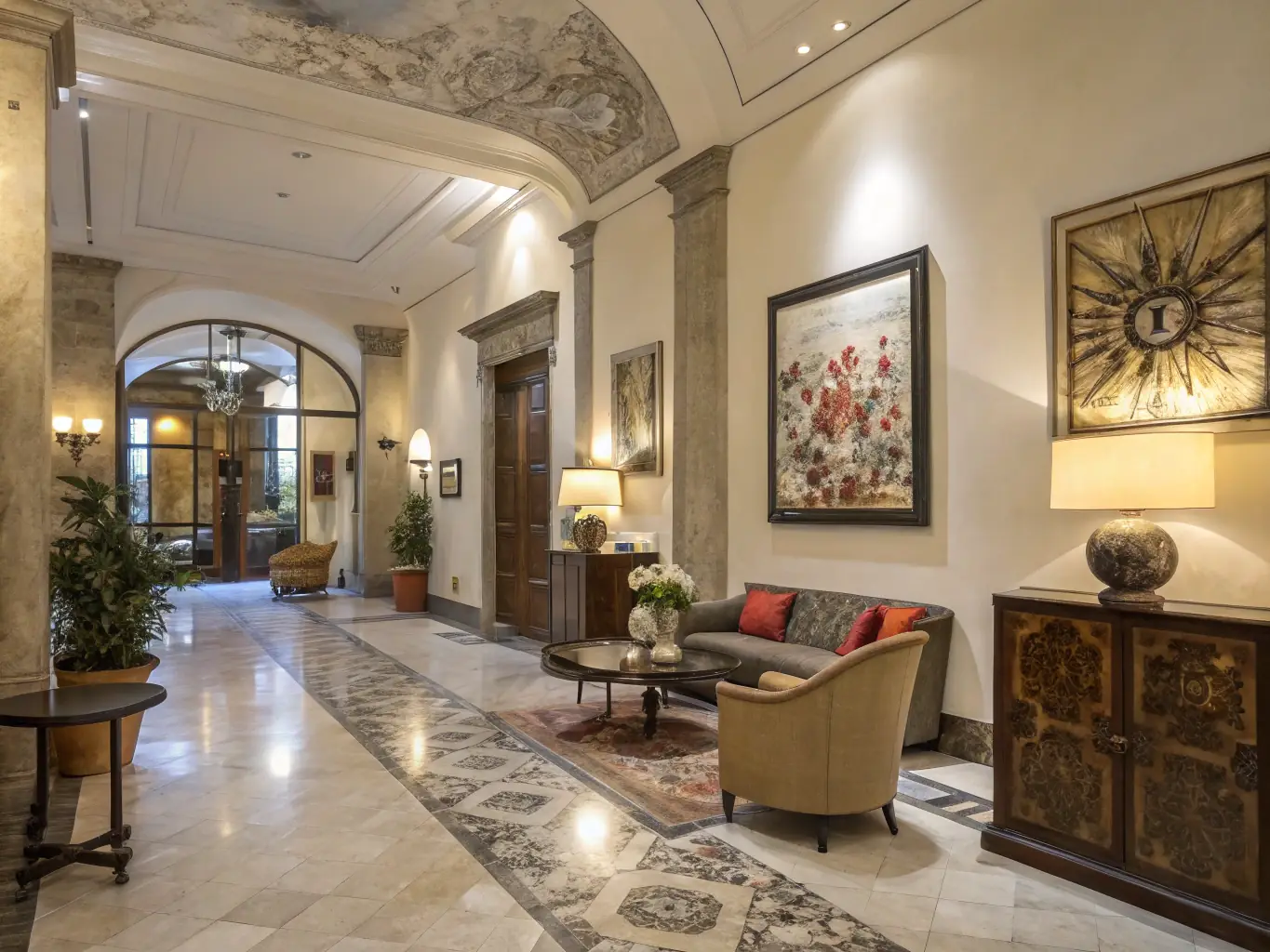 A boutique hotel in Florence with unique artistic design, showcasing the blend of modern luxury and classic Italian charm.