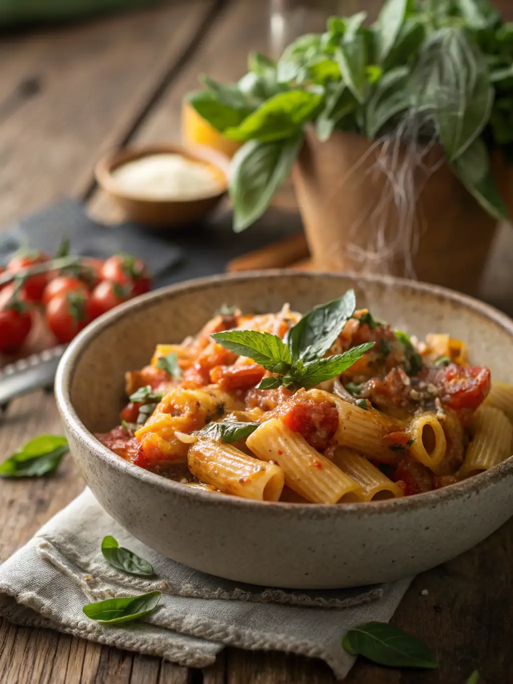 A beautifully plated gourmet dish of handmade pasta with truffles in an upscale Italian restaurant with soft, ambient lighting, showcasing culinary artistry.